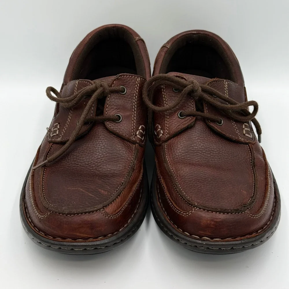 Freeman Free Flex Mens Brown Leather Boat Shoes Moc Toe Casual Loafers‎